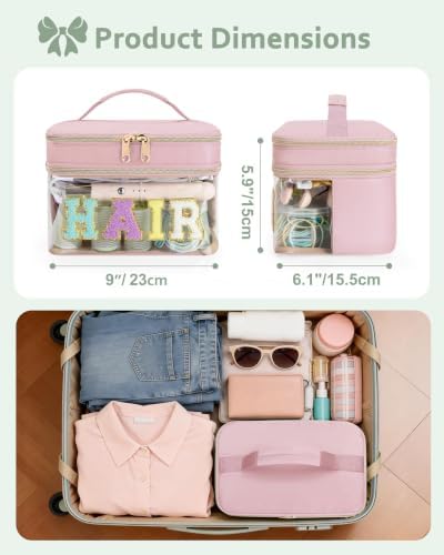 Fasrom Double Layer Hair Accessories Organizer, Preppy Makeup Bag for Girls - Image 5
