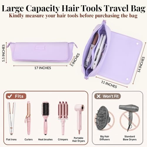 BAREFOOT CARIBOU Hair Tools Travel Bag and Heat Resistant Mat 17" (Lilac) - Image 3