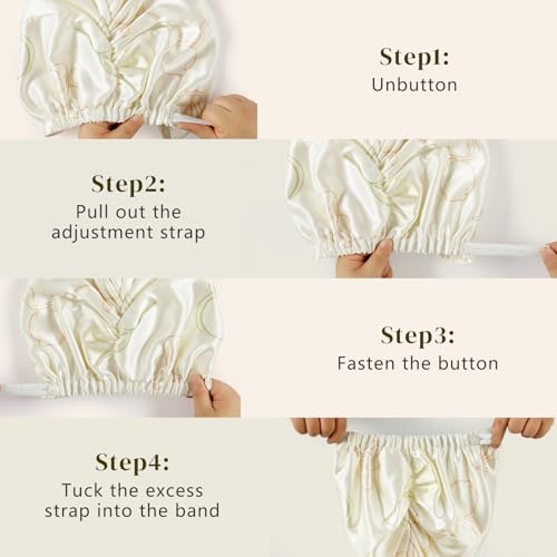 ZIMASILK 22 Momme 100% Pure Silk Bonnet for Sleeping, Ivory-Fruit Line Art - Image 6