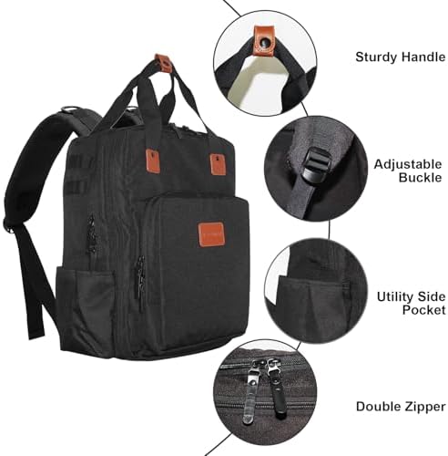 Barber Organizer Backpack for Clippers and Supplies, Water-Resistant Hairstylist Travel Bag with Adjustable Dividers, Cosmetology Bag with 3 Compartments, Fits 15-Inch Laptop - Image 2