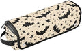 Hair Tools Travel Bag with Heat Resistant Mat 2-in-1 Hot Tools Travel Bag Organizer Flat Curling Iron Travel Case for Straightener White Halloween Bats Stars by WelcometoElliTarr