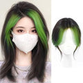 VAVANGA Long Hair Topper Middle Part Black with Green Highlight Color by VAVANGAHAIREXTENSION