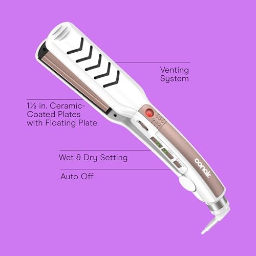 Conair Hair Straightener, Double Ceramic, Wet to Dry, Long 1 1/2" Plates - Image 2