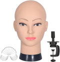 Bald Female Mannequin Head Makeup Training Head Wig Head Professional Cosmetology for Wig Making and Display Hat Helmet Glasses Display Head Model with Free Clamp Stand by Simnient