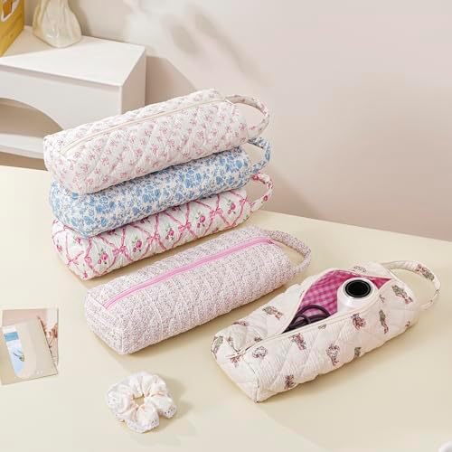 RSRSLEII Quilted Hair Tools Travel Bag with Bow Pattern, Portable&Foldable - Image 6