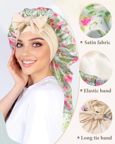 AWAYTR Reversible Long Satin Hair Bonnet for Braids Sleeping Women - Image 3