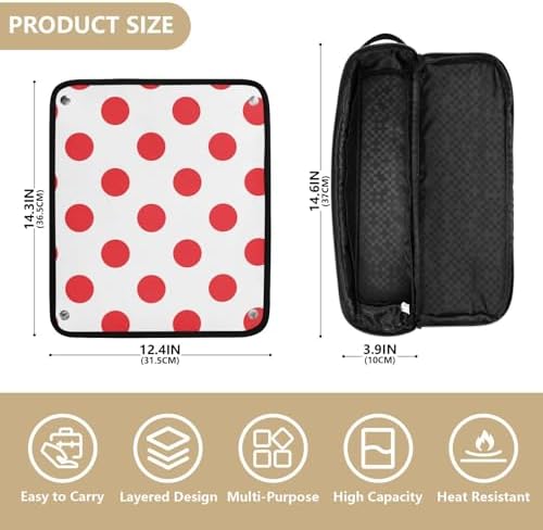 Polka Dot Red White Hair Tools Travel Bag Travel Organizer Pouch Portable Carrying Case with Heat Resistant Mat for Curling Iron Hair Dryer Flat Irons - Image 4