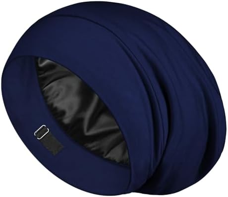 LULUSILK 100% Mulberry Silk Bonnet for Sleeping Women and Men, Navy Blue by LULUSILK