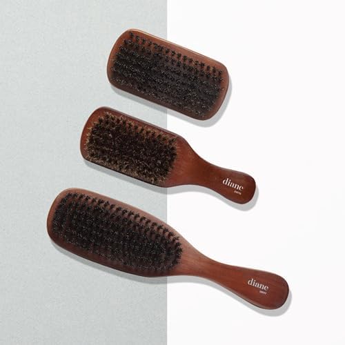 Diane Reinforced Boar Bristle Curved Wave Brush for Men and Barbers – Medium Bristles for Thick and Curly Hair – Use for Detangling, Smoothing, Wave Styles, Restore Shine and Texture - Image 5