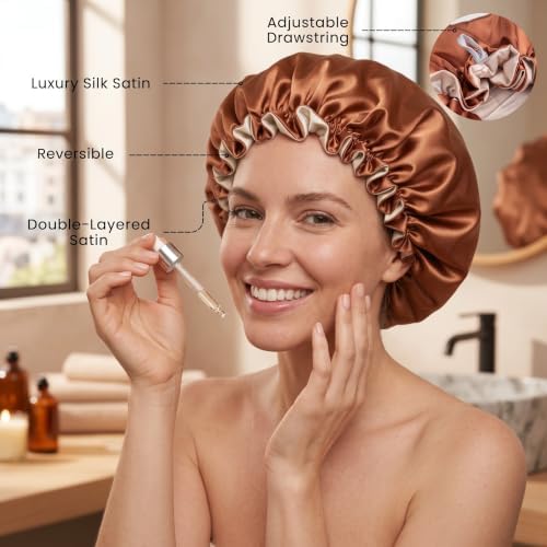 Silk Satin Hair Bonnet for Sleeping Reversible - Image 4