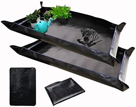 BIUWING 2 PCS Large Repotting Mat for Plant Transplanting and Mess Control, 43" X 29" Thickened Foldable Waterproof Plant Potting Tray, Portable Potting Mat Gardening Tray for House Plants Succulents by BIUWING
