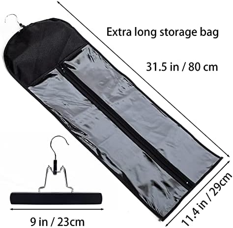 2 Pack Extra Long Hair Extension Holder Wig Storage Bag with Hanger Hairpieces Ponytail Bundles Storage Carrier Case for Store Style Hair Travel Hair Extensions Bag - Image 2
