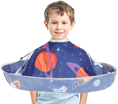 FEBSNOW Kids Hair Cutting Cape Adjustable Haircut Cape Umbrella for Child by HOMECRAFTBEAUTYBABY