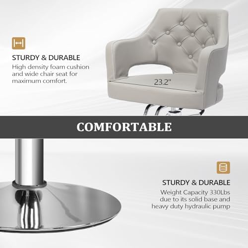 OmySalon Barber Chairs for Barbershop Gray Styling Chair, Salon Chair for Hair Stylist, Heavy Duty Hydraulic Pump, 360°Swivel with Footrest, Hairdressing Home Beauty Spa Equipment - Image 4
