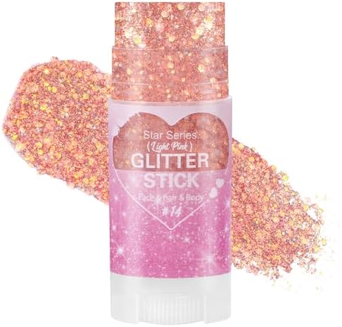 Mysense Light Pink Body Glitter Stick,Face Hair Glitter for Women Kids by Mysense
