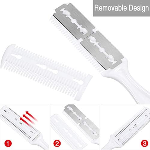 Maitys 3 Pcs Razor Combs for Hair Cutting with 10 Blades, White - Image 5