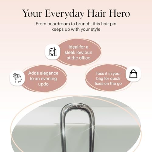 Kitsch French Hair Pins for Women | Secure Hold All Day - Hematite, 1pc - Image 6