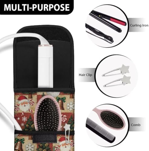 Flashideas Christmas Plaid Flat Iron Case Heat Resistant Neoprene Curling Iron Cover Bag with Pocket Curling Iron Organizers and Storage for Flat Iron, Straightener, Curling Wand/Curling Iron - Image 7