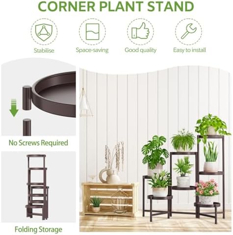 7 Tier Large Plant Stand Indoor Outdoor, 10 Inch Tray, Bronze - Image 5