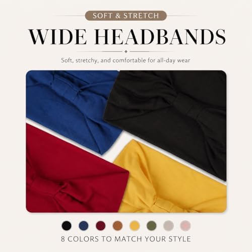 Kahanaa 4 Pcs Wide Headbands for Women Soft Stretchy Turban Headband Hair bands Head Bands Hair Wraps With Twisted Knots for Yoga Workout - Image 4