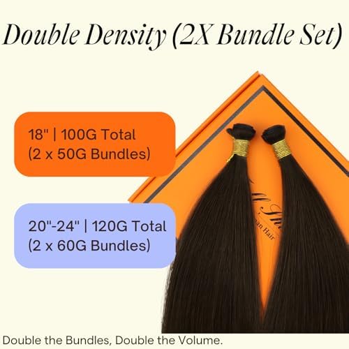 Full Shine Hand Tied Weft Hair Extensions Human Hair 20 Inch 120g - Image 2