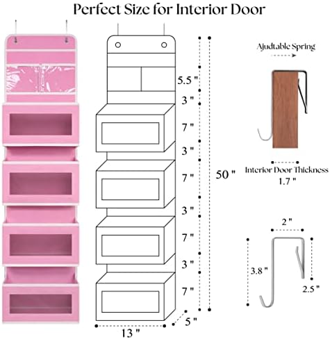 GCreation Over Door Organizer for Bedroom Bathroom Pantry, 5 Shelf Pink - Image 5