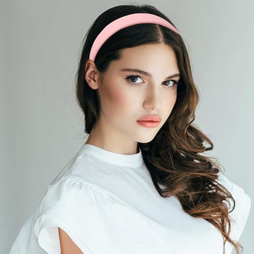 Pink Headband Leather Headband for Women Plastic Hard Head Band Solid Colors 1 Inch Thin Hair Bands Holiday Cosplay Hair Accessories - Image 5