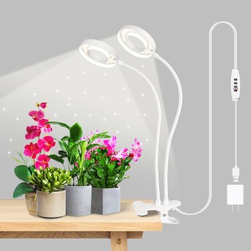 3.54in Clip LED Grow Lights for Indoor Plants, Full Spectrum 2 Head 1 Pack by Pxhnozvi
