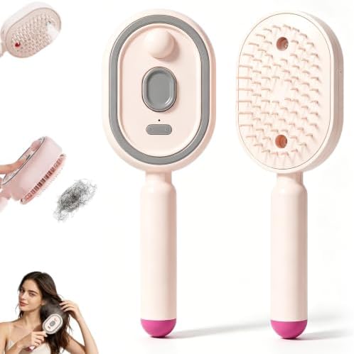 2026 Upgraded Electric Spray air Cushion Massage Comb, 5 in 1 Rechargeable Air Cushion Hair Brush, Retractable Massage Steam Brush for Frizzy Hair & Scalp Care, Anti-Static & Detangling (Pink) by Unknown