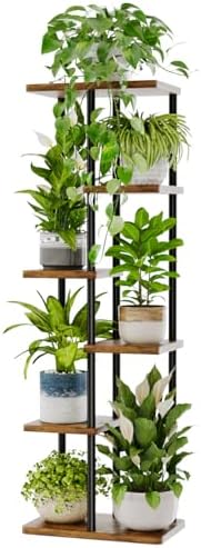 Bamworld Plant Stand 6 Tier Tall Shelf for Multiple Plants Brown by Bamworld