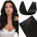 LaaVoo Seamless Clip in Human Hair Extensions Black Remy Hair 18 Inch 7Pcs by LaaVoo