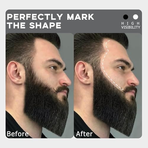 Noerrors Barber Pencil for Lineup Magic Hairline Enhancement Beard Guide Shaping Pencils for Design Razor Trace Black White Barber Chalk Pencils Set with Sharpener Ruler Brush for Men - Image 4