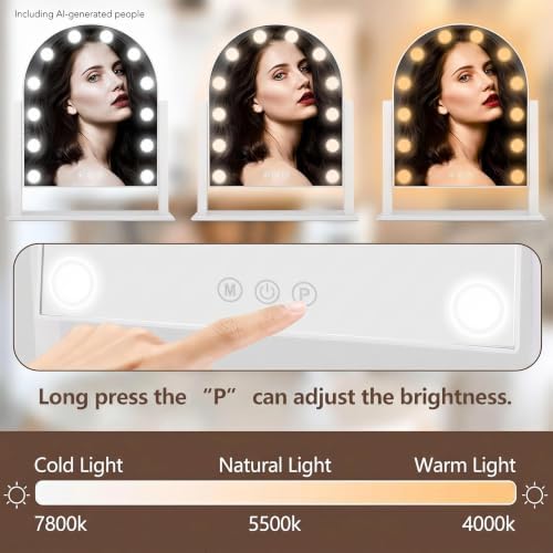 Arched Makeup Vanity Mirror with Lights,10X,White 18.5"x 14.17" - Image 4