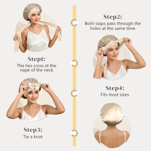 ZIMASILK 100% Mulberry Silk Bonnet for Sleeping Women Long Hair, Coffee - Image 6