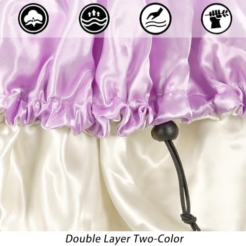Edoneery Satin Bonnet for Sleeping Women, Double Layer Adjustable Sleep Cap - Image 2