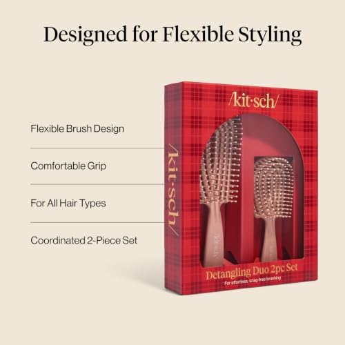 Kitsch Flexi Flow Duo Detangler Brush, Hair Brushes For Women - Terracotta - Image 3