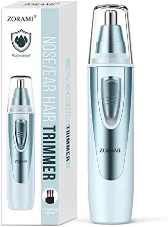 Ear and Nose Hair Trimmer Clipper - 2026 Professional Painless Eyebrow & Facial Hair Trimmer for Men Women, Battery-Operated Trimmer with IPX7 Waterproof, Dual Edge Blades for Easy Cleansing Blue by ZORAMI