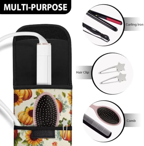 Flashideas Thanksgiving Pumpkin Curling Iron Holder Heat Resistant Neoprene Curling Iron Cover Bag with Pocket Curling Iron Organizers and Storage for Hair Straightener, Curling Iron, Flat Iron - Image 7
