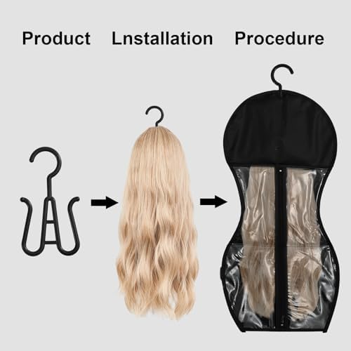 FYSUIMU 12Pcs Wig Storage Bag with Hanger Hair Extension Storage Dust Proof Portable Wig Organizer for Multiple Wigs Travel Home Closet (White, Black, Pink, Hot Pink) - Image 3