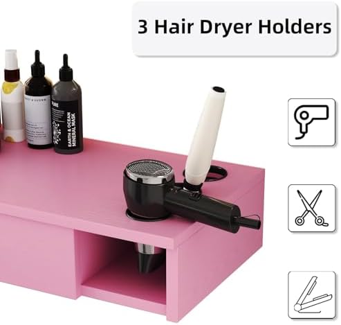 4ever2buy Pink Salon Stations for Hair Stylist, Wall Mount Barber Station - Image 3
