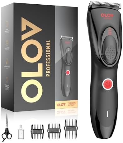 Hair Clippers for Men, Cordless Hair Clipper Kit, Adjustable 4 Length Setting, 2-Speed Settings, Replaceable Ceramic Blade Heads, Rechargeable Hair Clippers for Family (Red) by Unknown