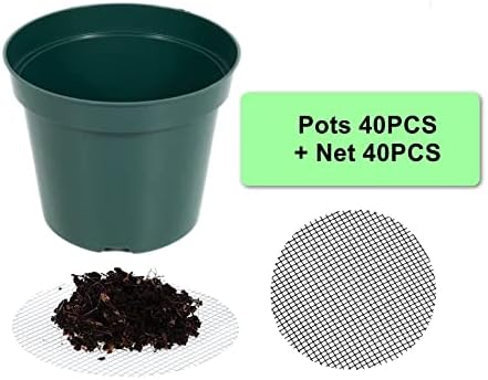 RooTrimmer 40 Pack 4 Inch Plastic Nursery Pots with Mesh Pad, Thick Sturdy Plastic Plant Pots with Drainage Holes Indoor/Ourdoor Flower Planter Pots, Green - Image 3