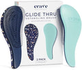 Crave Naturals Glide Thru Detangling Hair Brushes for Women - Detangler Brush for Curly or Straight, Wet or Dry Hair - Gentle on Tangles Comb - 7.5x3-Inch, Turquoise and Terrazzo (Pack of 2) by CraveNaturalsDetanglingBrush