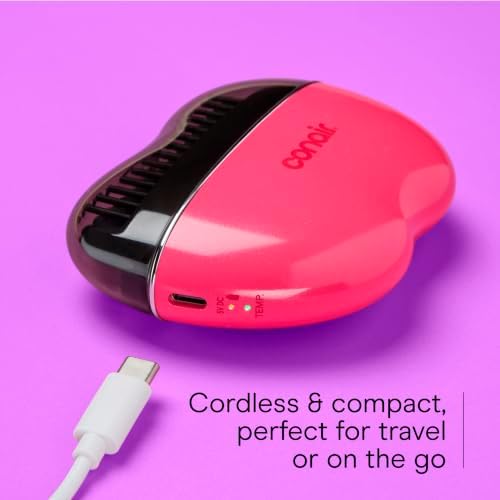 Conair 5-Minute Fix Touch-up Tool Straightening Brush, Rechargeable, Pink - Image 5