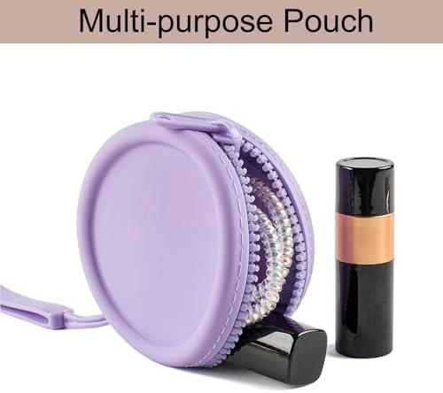 Small Silicone Makeup Bag for Women Round Purse Essentials Portable Cosmetic Accessories Organizer Small Travel Kit Storage Pouch (Purple) - Image 2
