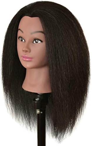 Real 100% Human Hair Mannequin Head with Stand for Hairdresser Practice Braiding Styling Cosmetology Manikin Doll Training Head - Image 6