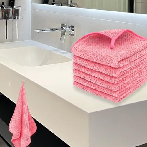 MaopaoBeauty 6 Pack Washcloth Towels Set, Waffle Hand Towels Set, Microfiber Super Soft Highly Absorbent, Sturdy Quick Drying Towels for Bathroom, Gym, Sports, Yoga, Hot Pink - Image 7