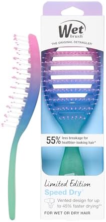 Wet Brush Speed Dry Hair Brush With Blow Dry Safe Bristles & Vented Design For Faster Drying Time, Ergonomic Handle, Reduces Breakage & Detangles All Hair Types, Limited Edition Electric Sky Purple by WetBrush