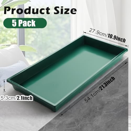 RooTrimmer 1020 Nursery Pots Trays 5 Pack, Plastic Flat Seed Starter Trays, Durable Seedling Potting Tray for Carrying and Holding Planting Pot (Green) - Image 2
