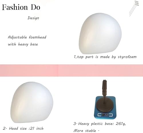 2 PACKS Adjustable wig or hat black styrofoam abstract mannequin head holder stand (13”to 17”)(AD02-White Egg) - Image 4